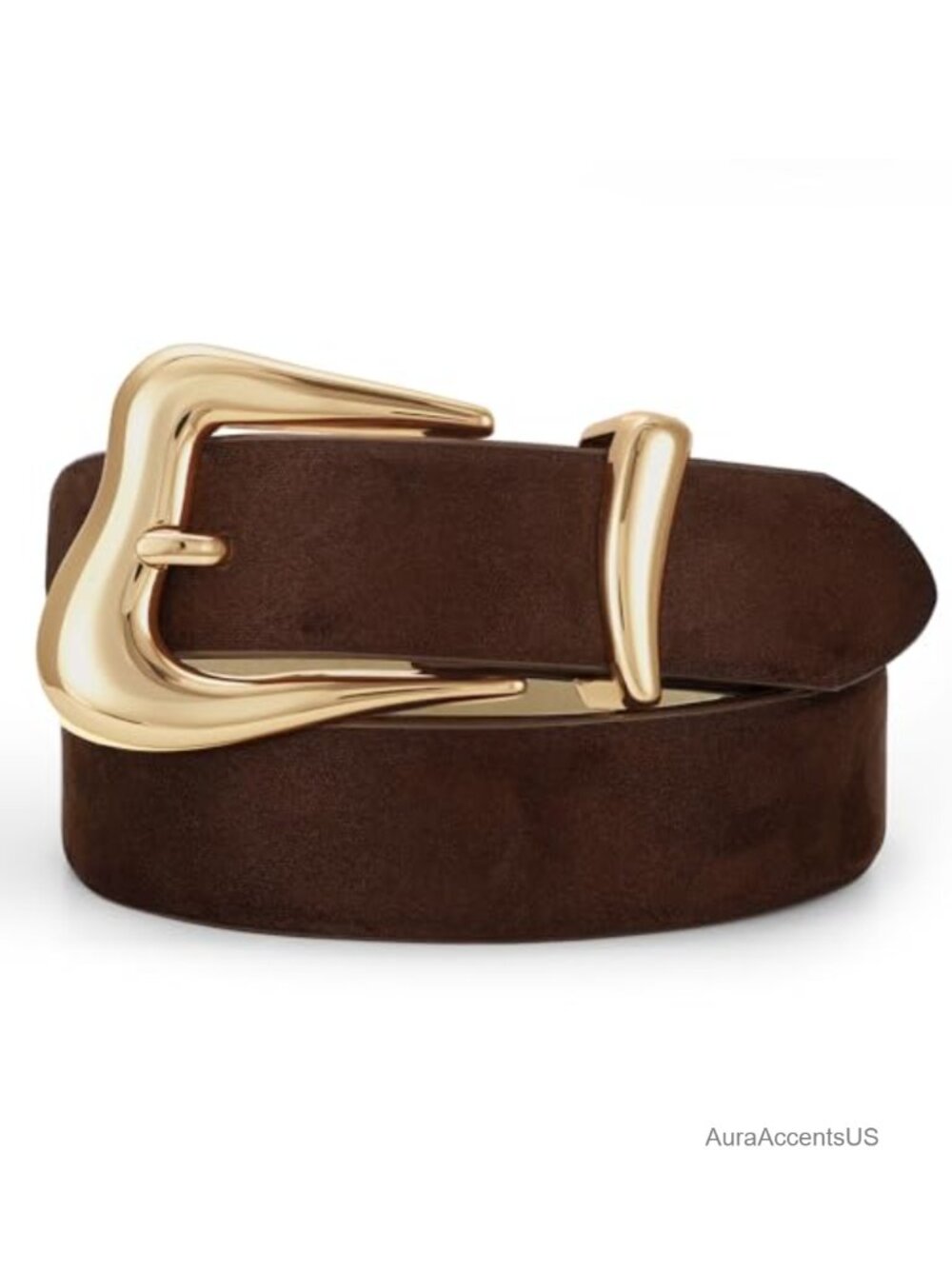 Women Faux Leather Belt with Gold Buckle Fashion Waist Belt for Jeans Pants
